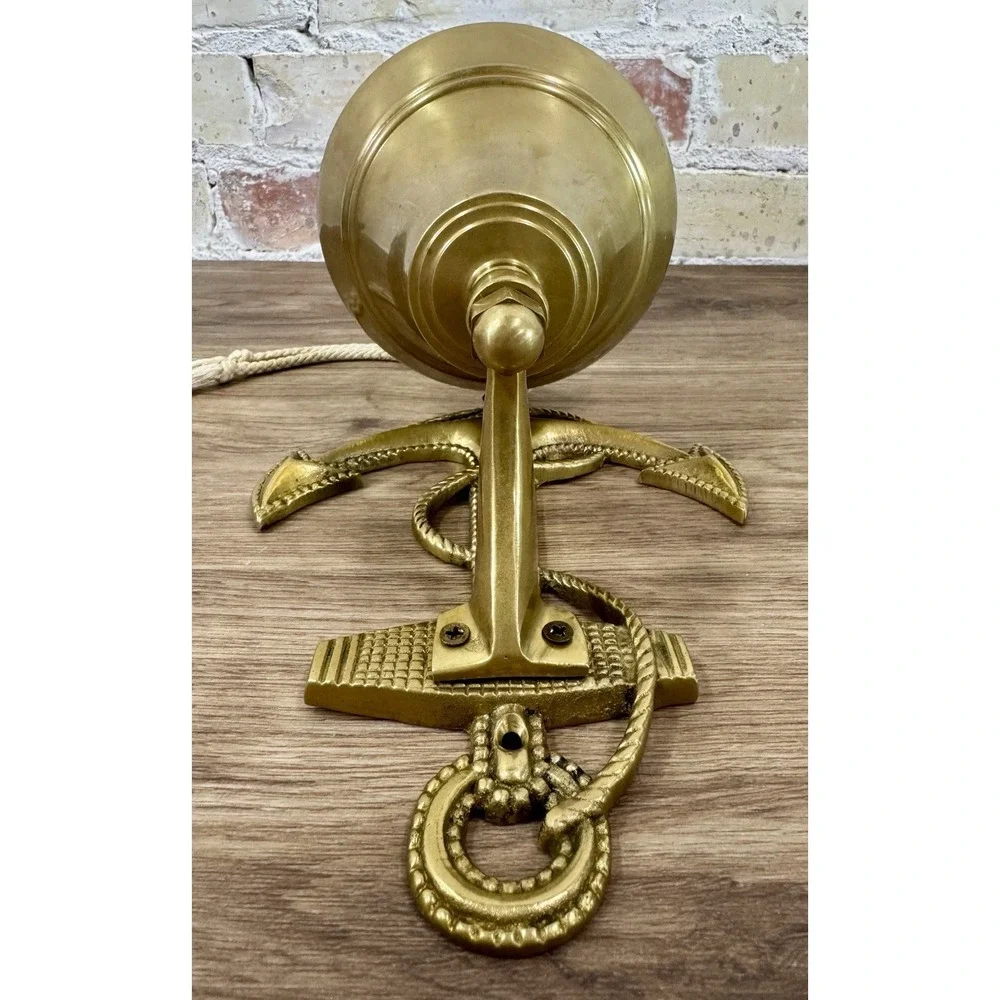 Vintage Solid Brass Ship Bell Anchor Wall Mount Nautical Maritime Rope 6.5